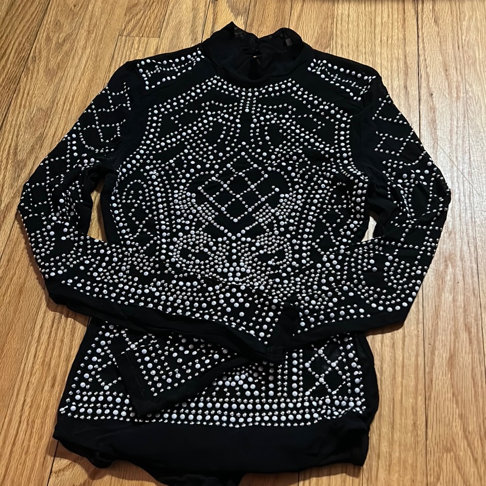 Black Charlotte Russe embellished stud mesh bodysuit